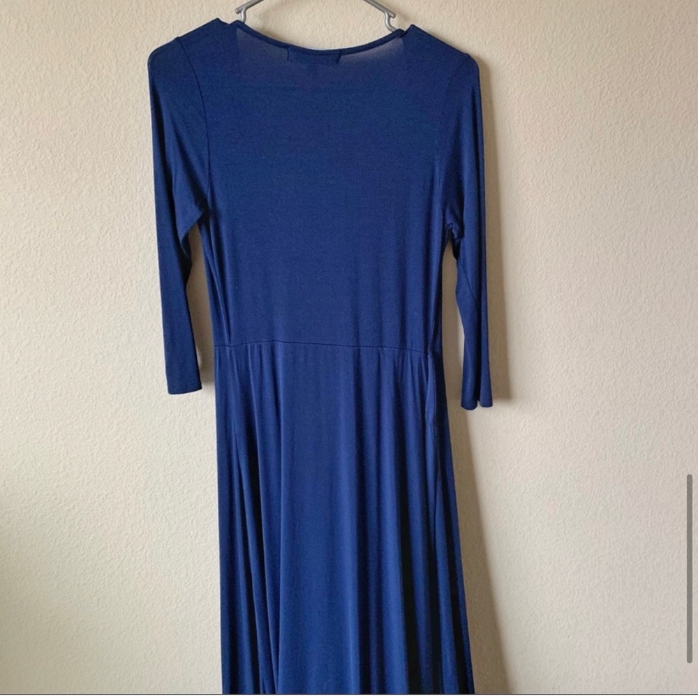 Lulu’s Navy Blue Wrap Maxi Dress Size S - Picture 9 of 12
